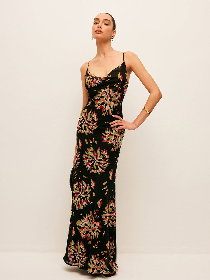 Robe Longue Bohème en Mousseline à Liens au Dos Semi-Transparente