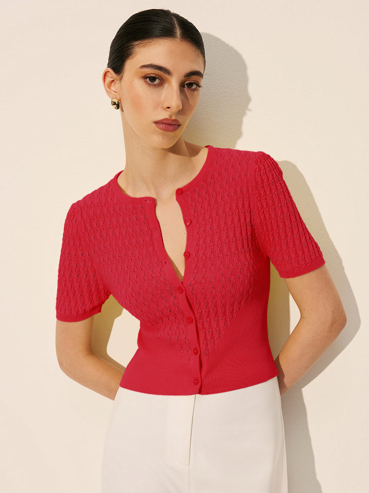 Haut Boutonné en Tricot Creux
