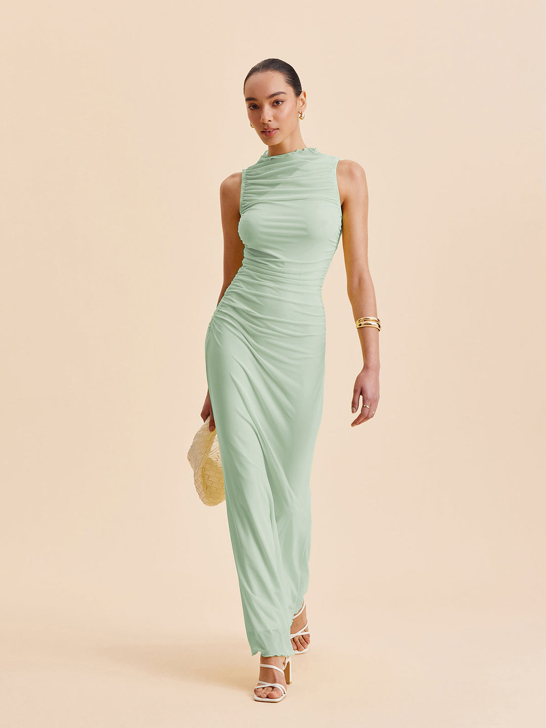 Robe Sans Manches Volants en Maille