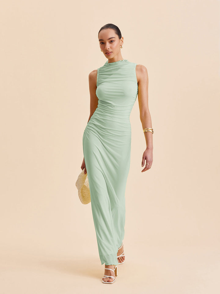 Robe Sans Manches Volants en Maille