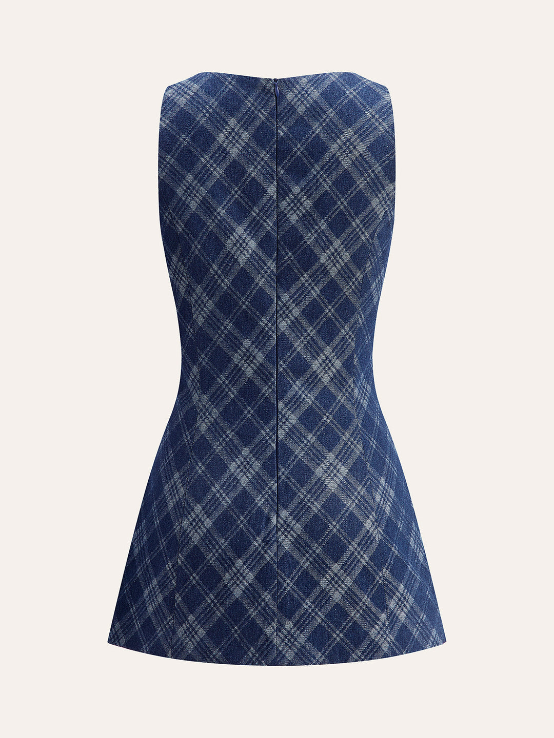 Robe en jean à col ras du cou avec boutons en métal et poches décoratives