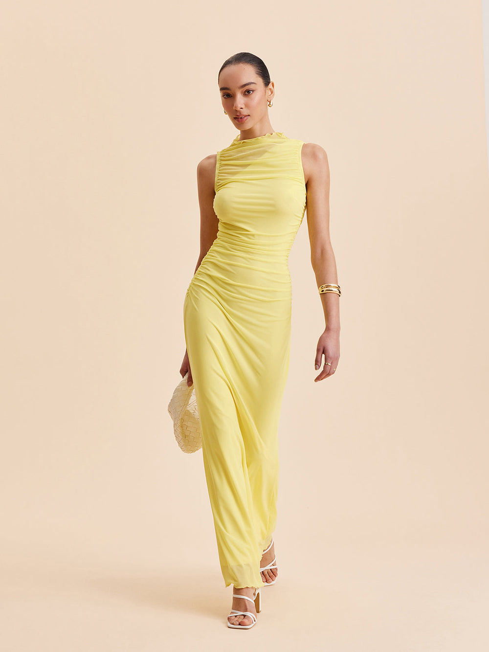 Robe Sans Manches Volants en Maille
