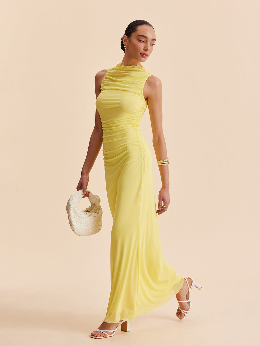 Robe Sans Manches Volants en Maille