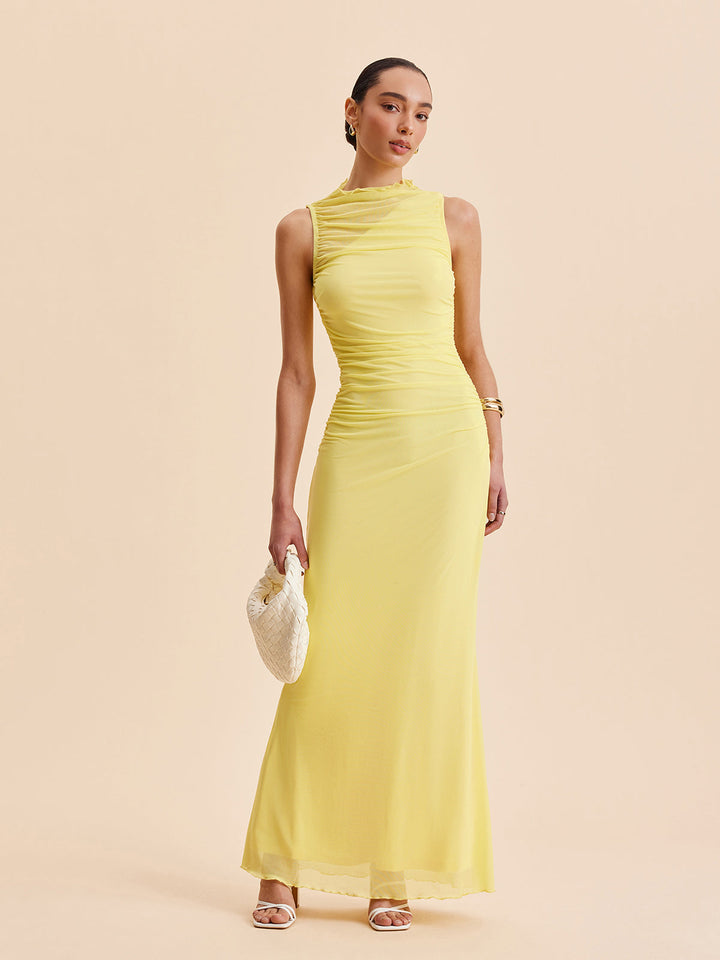 Robe Sans Manches Volants en Maille