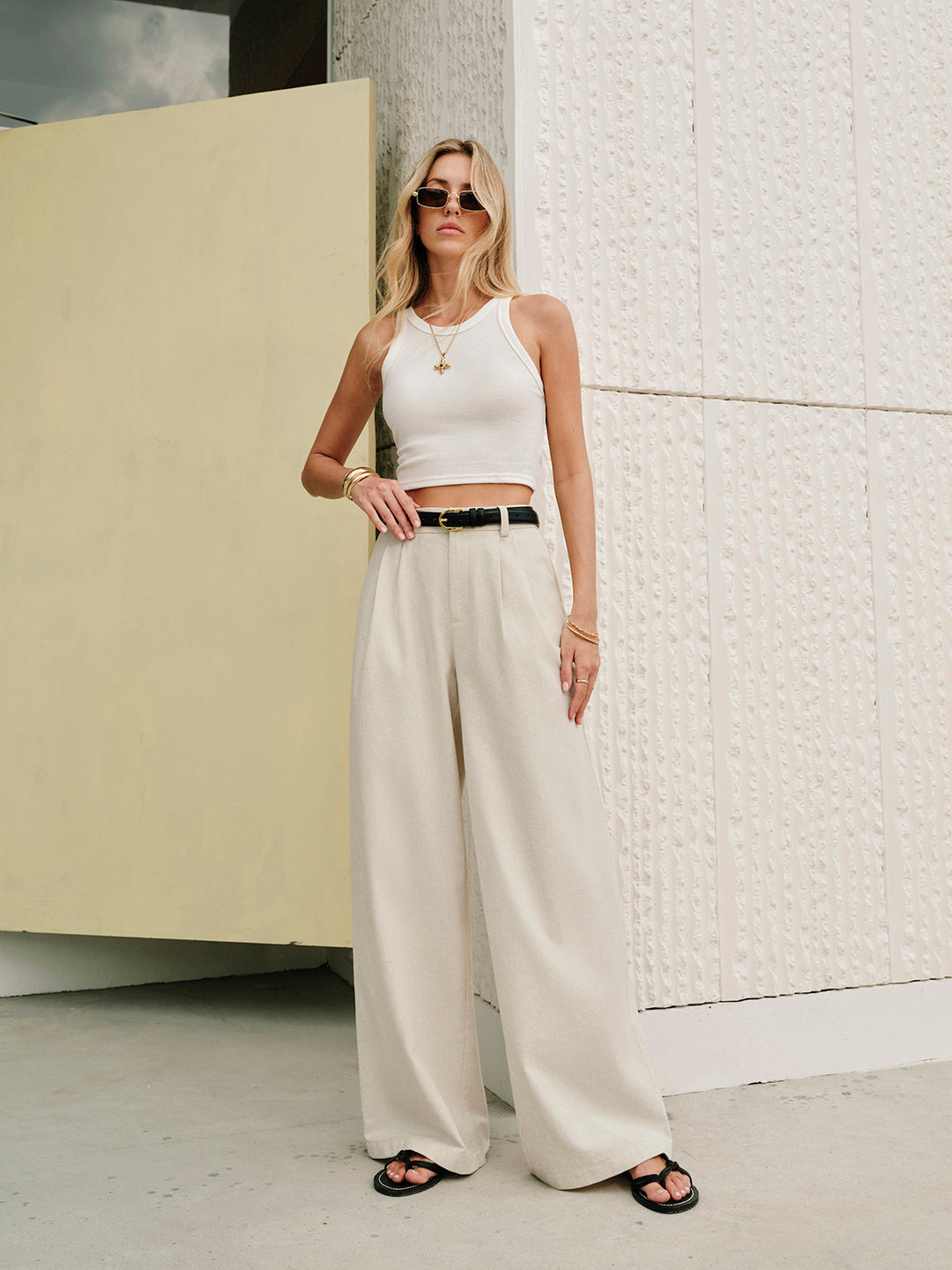 Pantalon Mi-Taille Coton & Lin