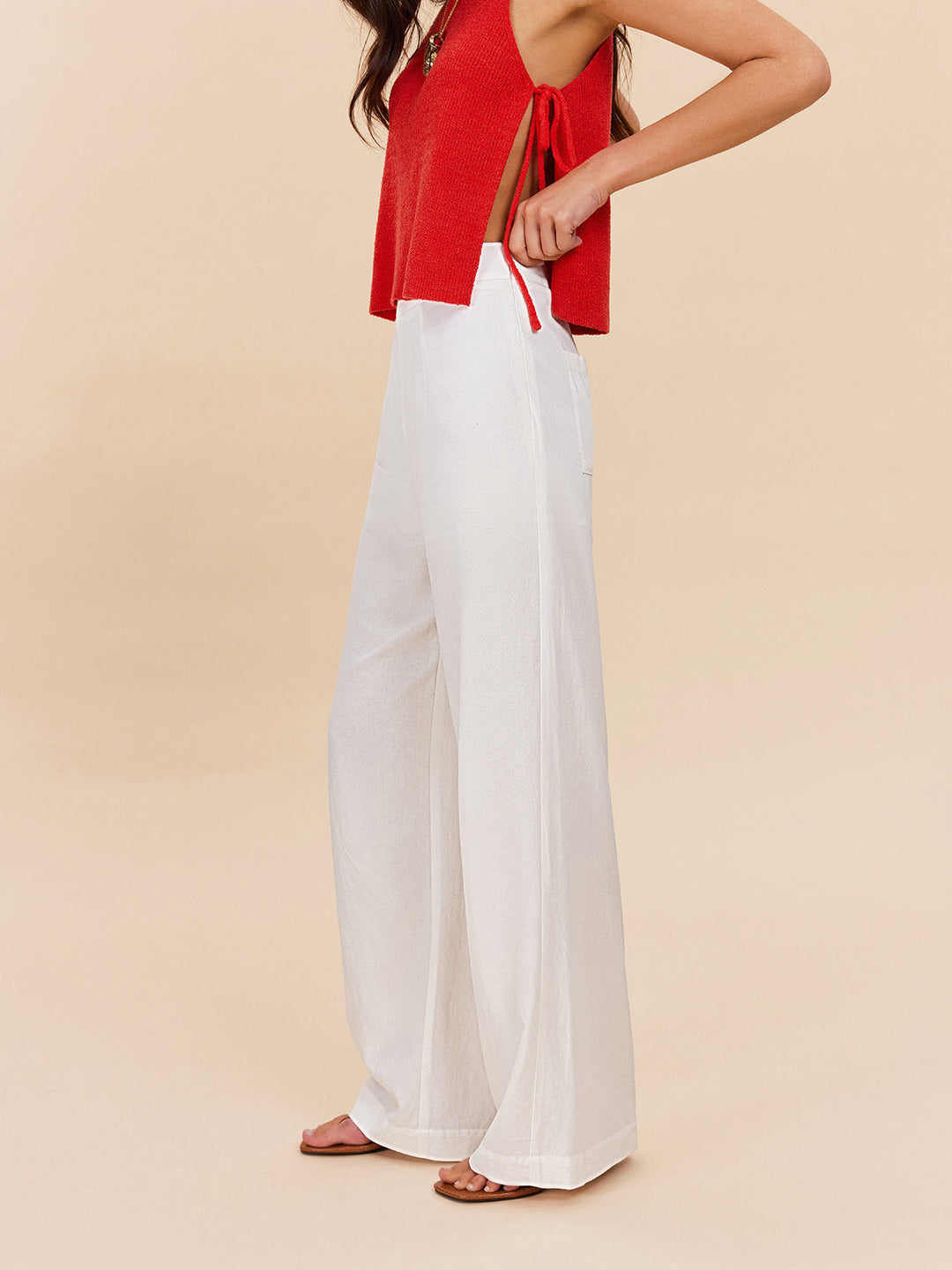 Pantalons Taille Haute Semi-Transparents Coton & Lin