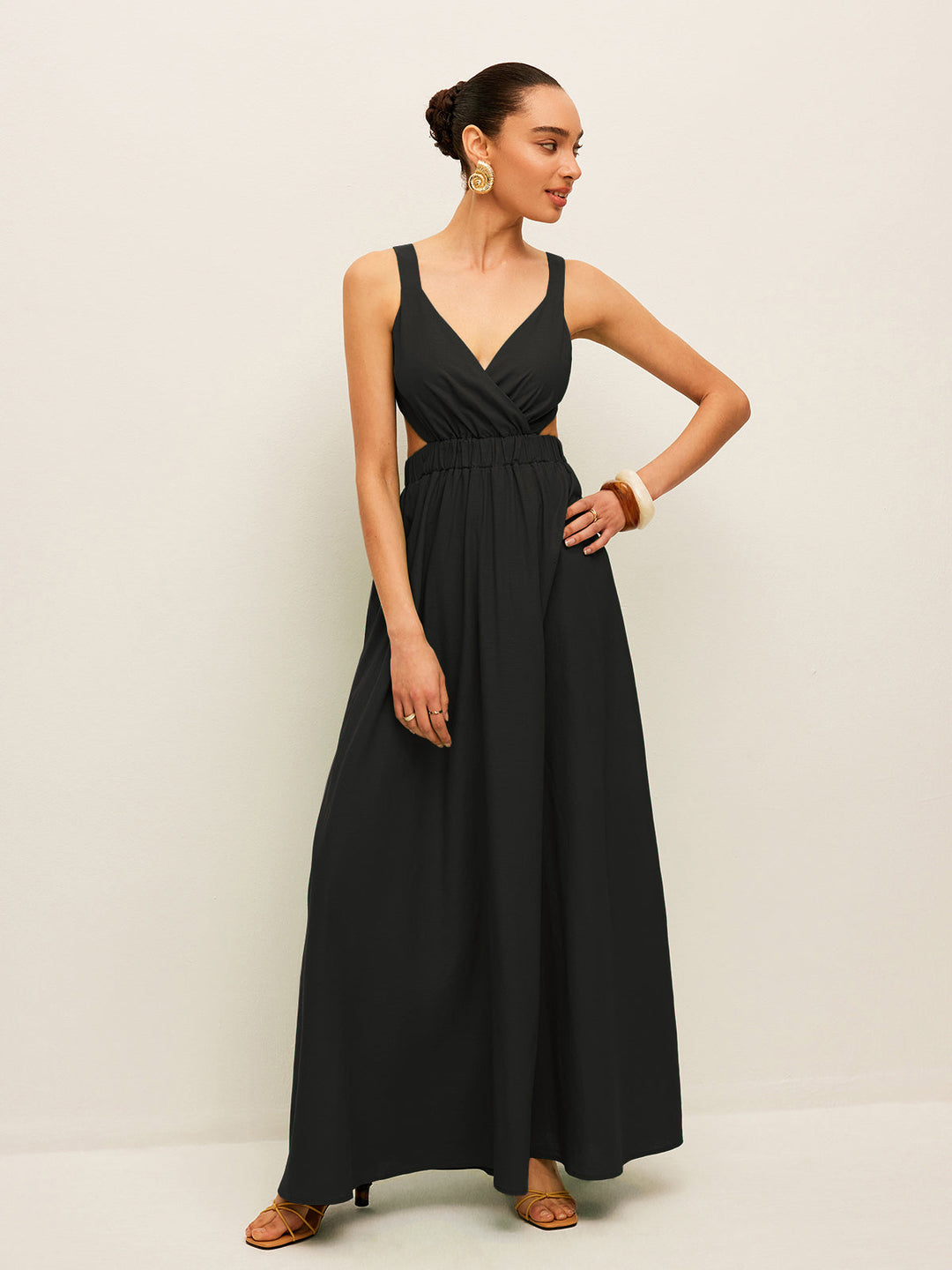 Robe en Coton & Lin avec Détail de Lien au Dos