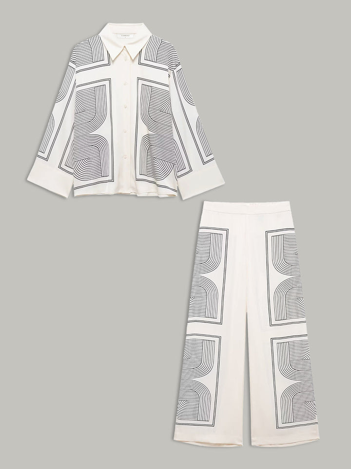 Chemise à revers géométrique