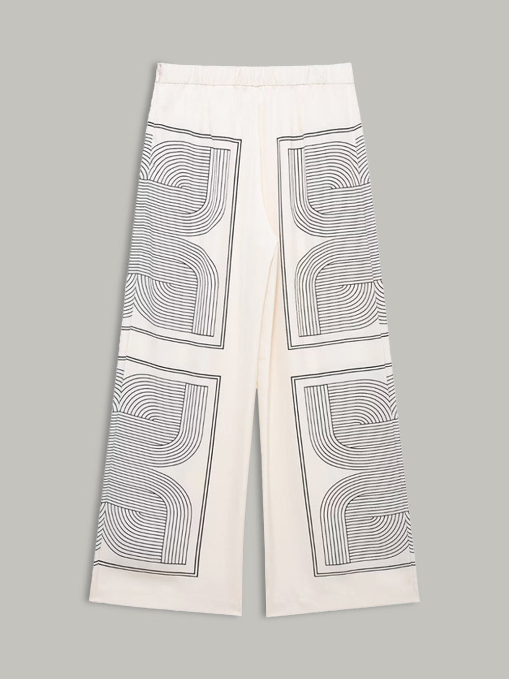 Pantalons Taille Mi-Haute Jambe Large à Imprimé Géométrique