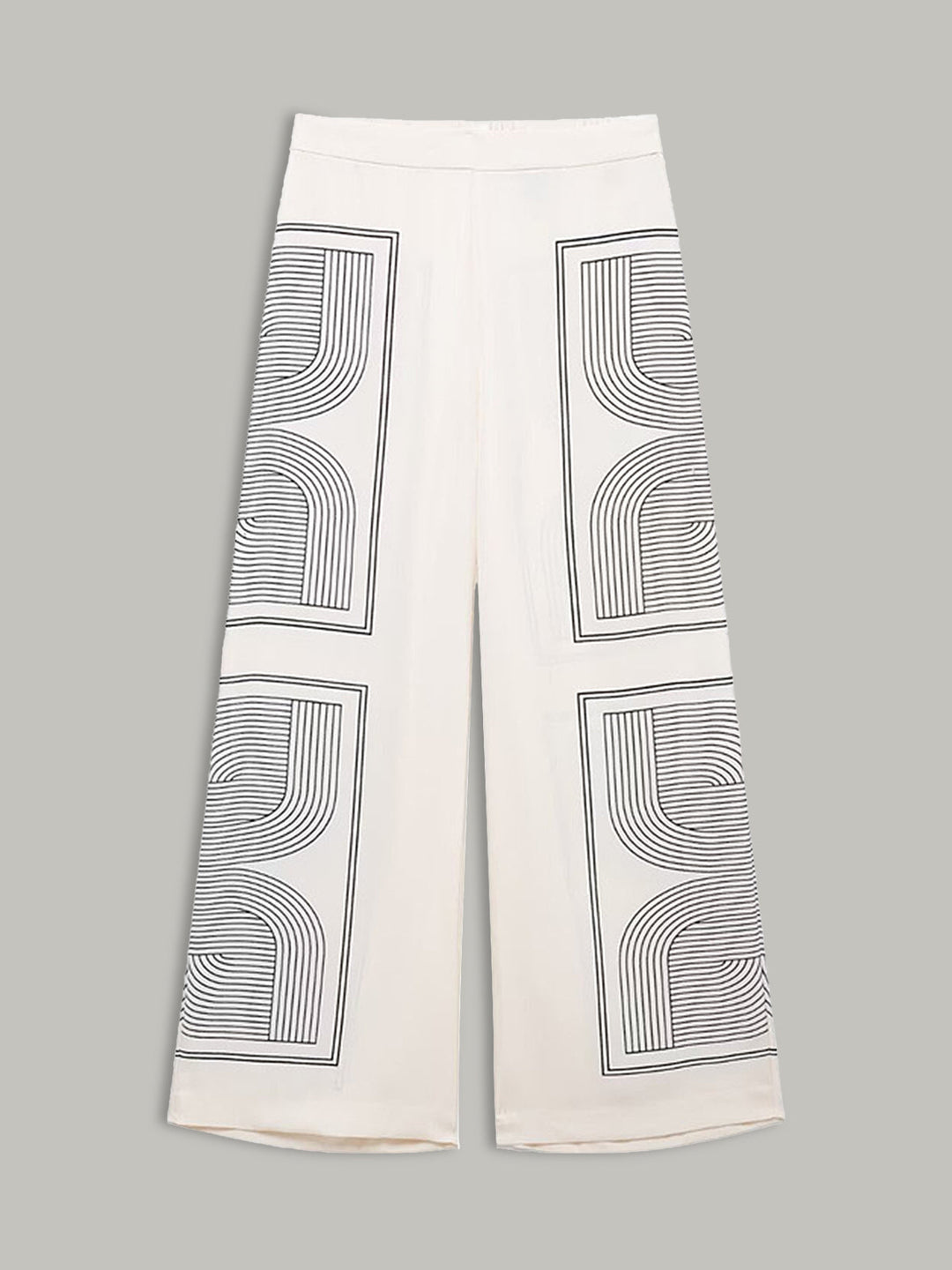 Pantalons Taille Mi-Haute Jambe Large à Imprimé Géométrique