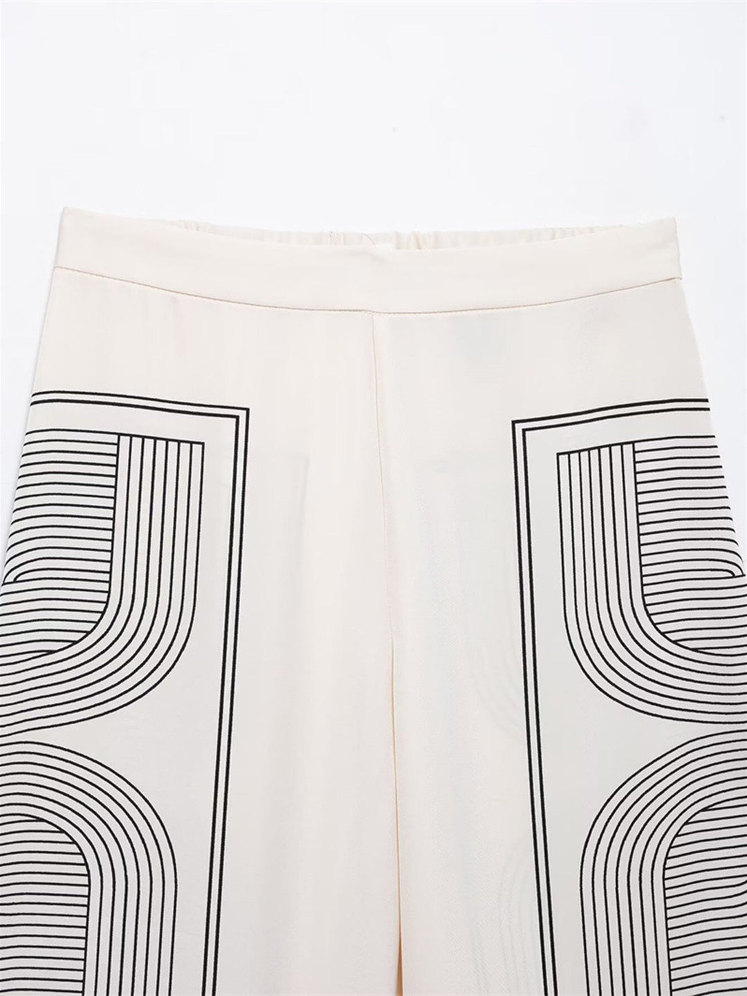 Pantalons Taille Mi-Haute Jambe Large à Imprimé Géométrique