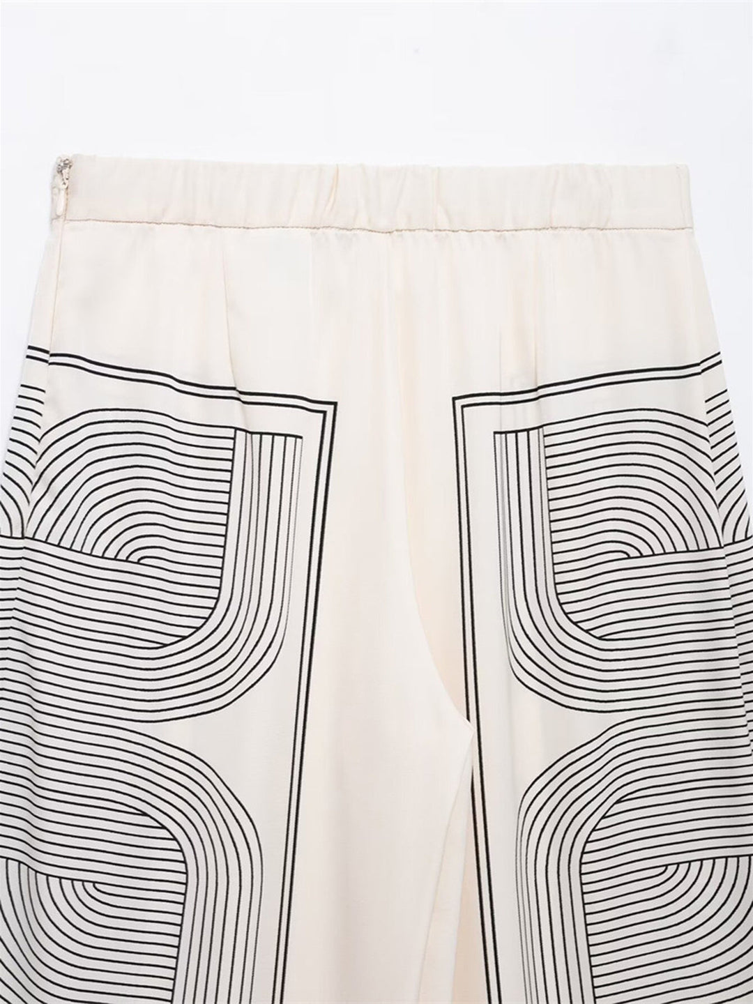 Pantalons Taille Mi-Haute Jambe Large à Imprimé Géométrique
