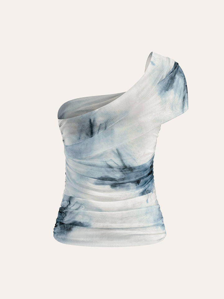 Top Une Épaule Semi-Transparente