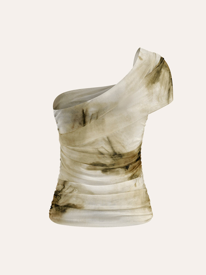 Top Une Épaule Semi-Transparente