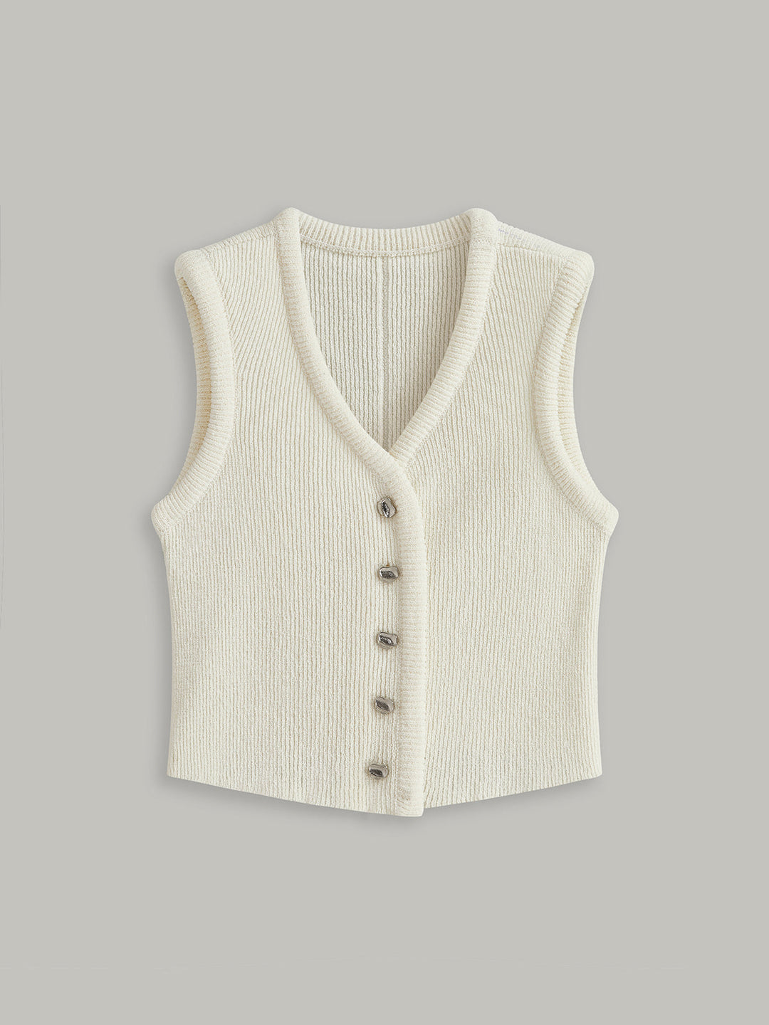 Gilet Pull Sans Manches Boutonné