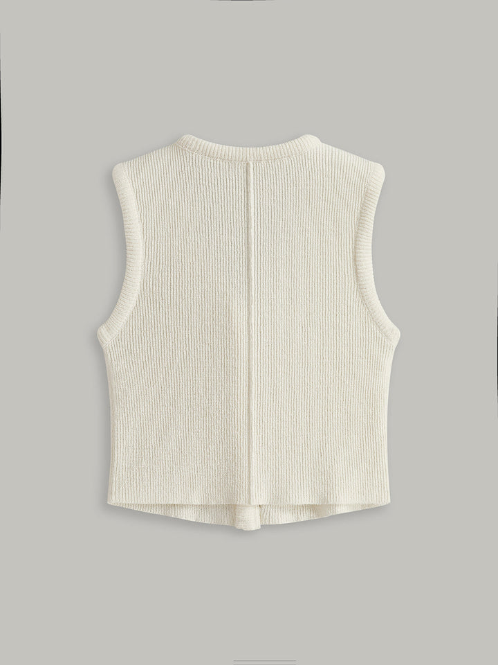Gilet Pull Sans Manches Boutonné