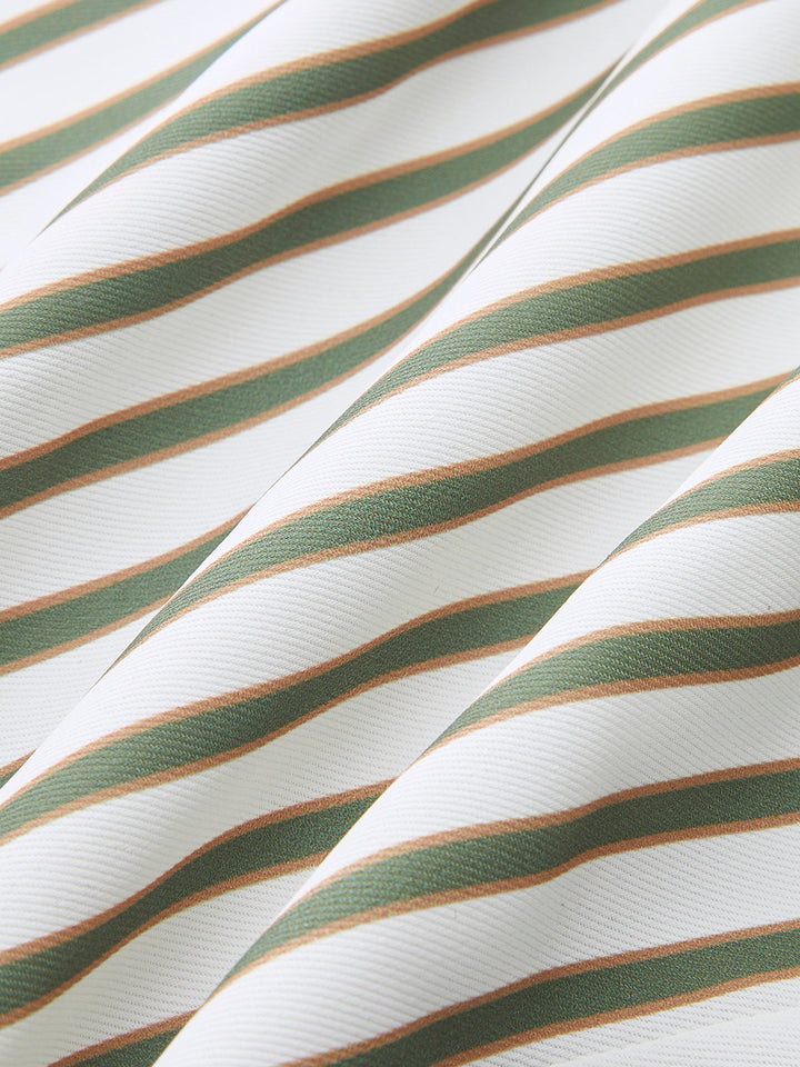 Chemise Métallique Rayée à Col Rond avec Ceinture