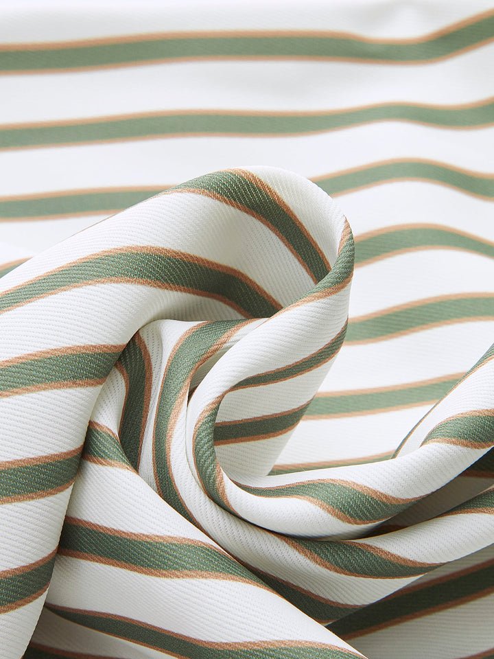 Chemise Métallique Rayée à Col Rond avec Ceinture