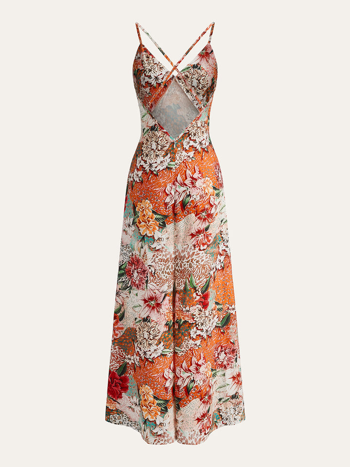 Robe à Dos Croisé Imprimé Floral