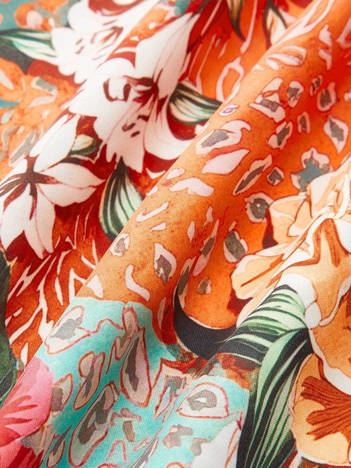 Robe à Dos Croisé Imprimé Floral