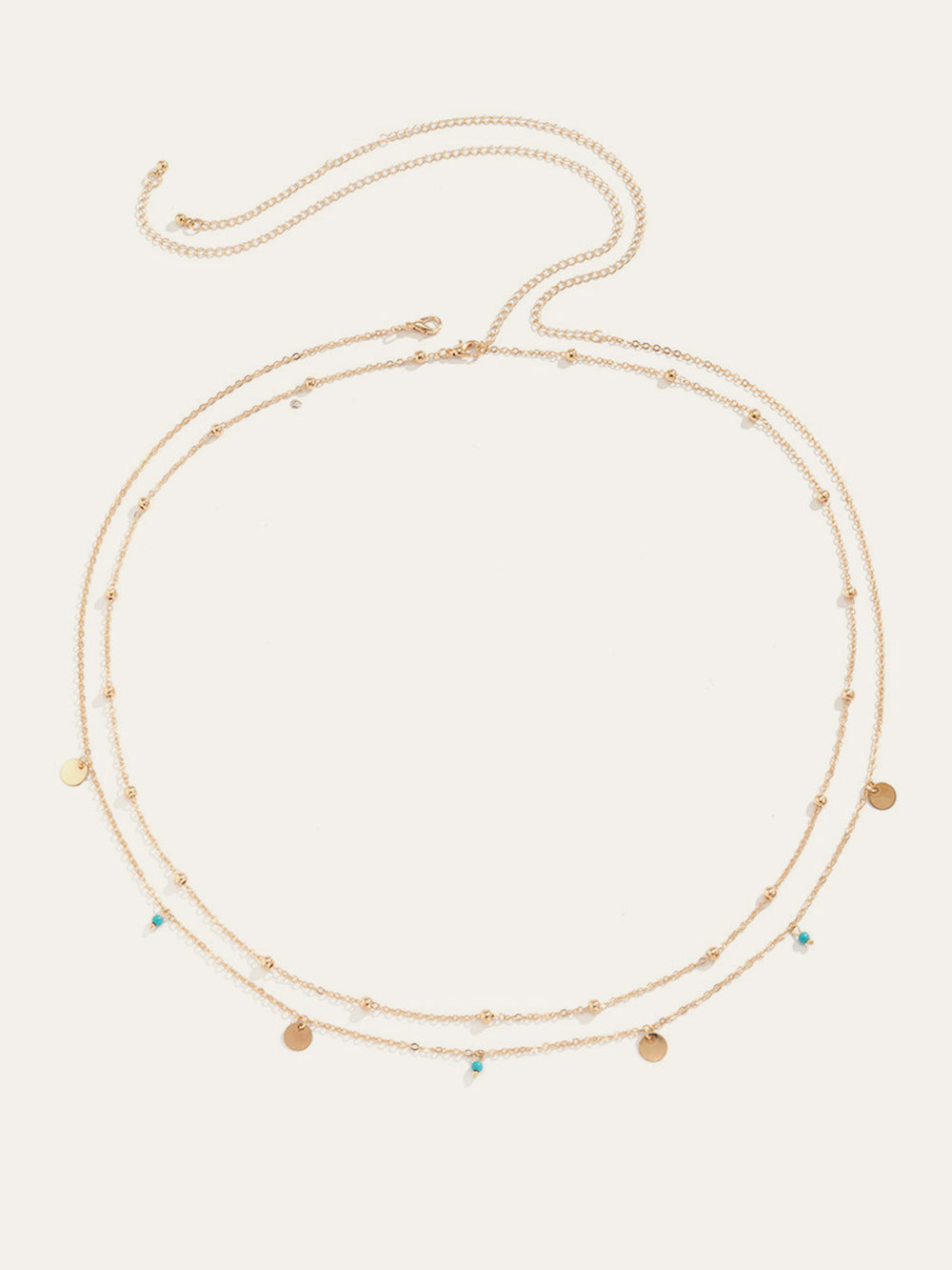 Ceinture en alliage à double couche avec perles colorées
