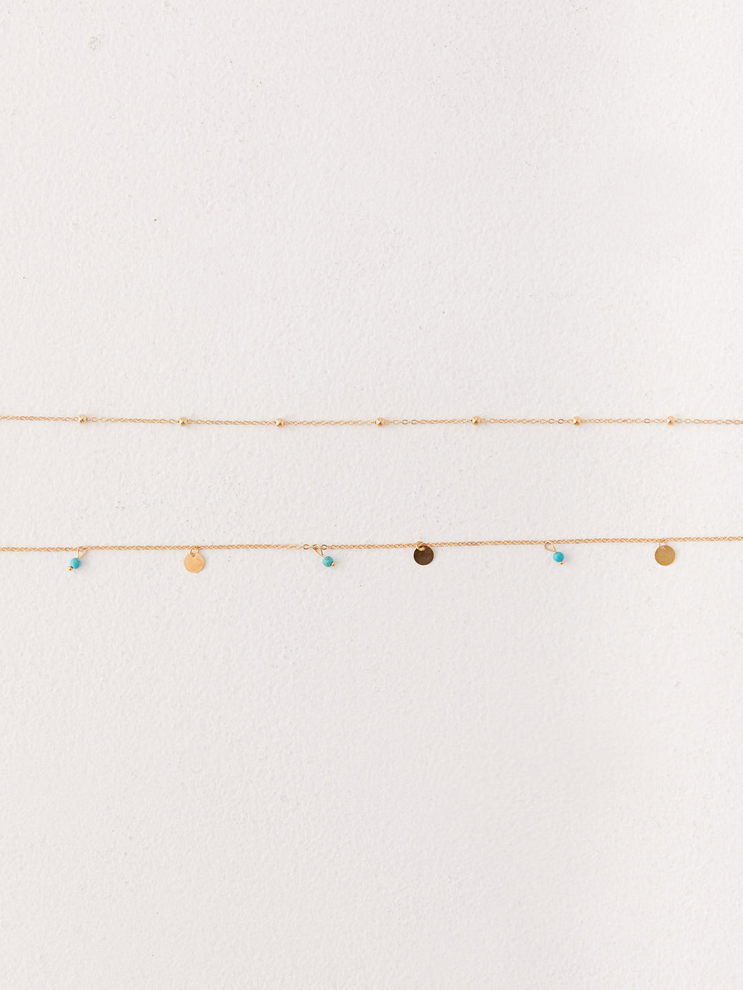 Ceinture en alliage à double couche avec perles colorées