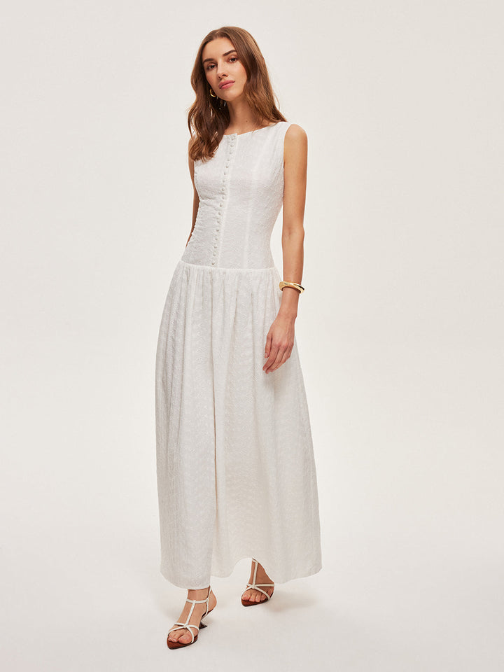 Robe sans manches en coton avec boutonnage sur le devant
