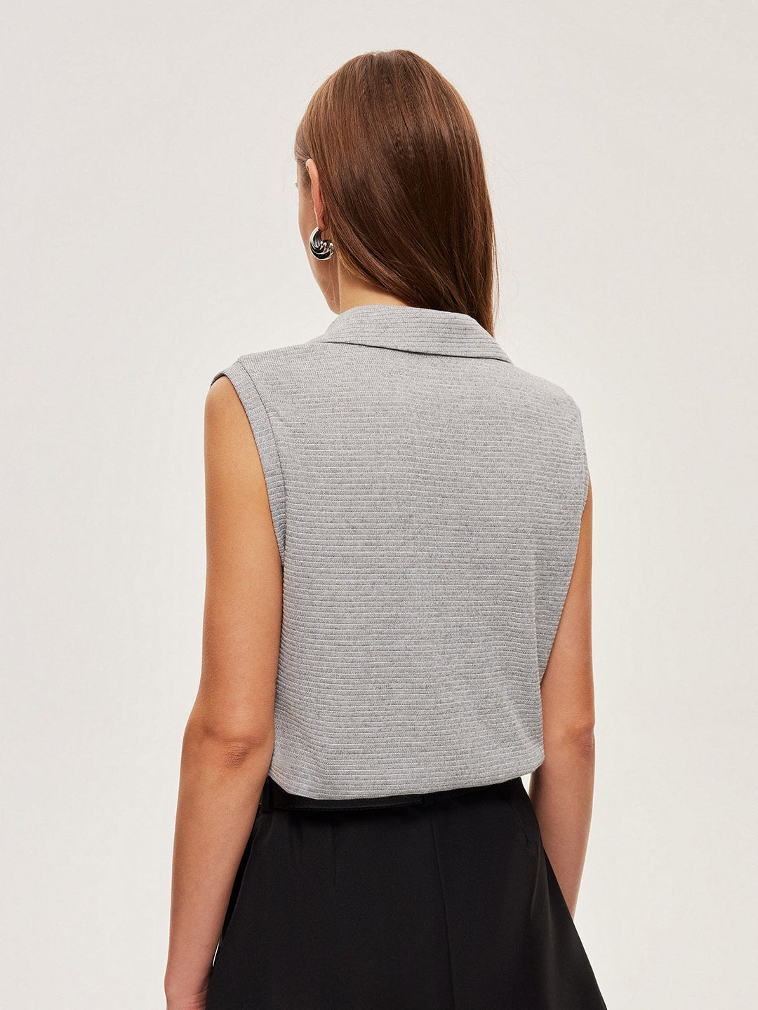 Haut Polo en Tricot Côtelé