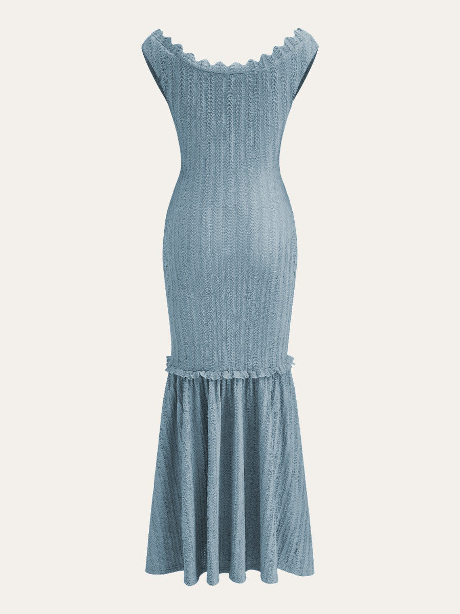 Robe à épaules dénudées avec volants