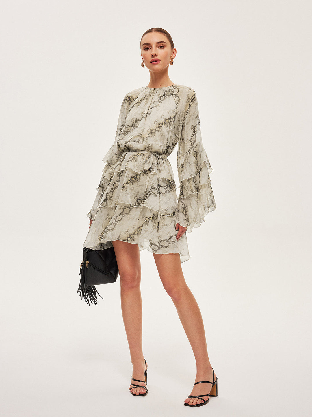 Robe à Volants Transparente Imprimée