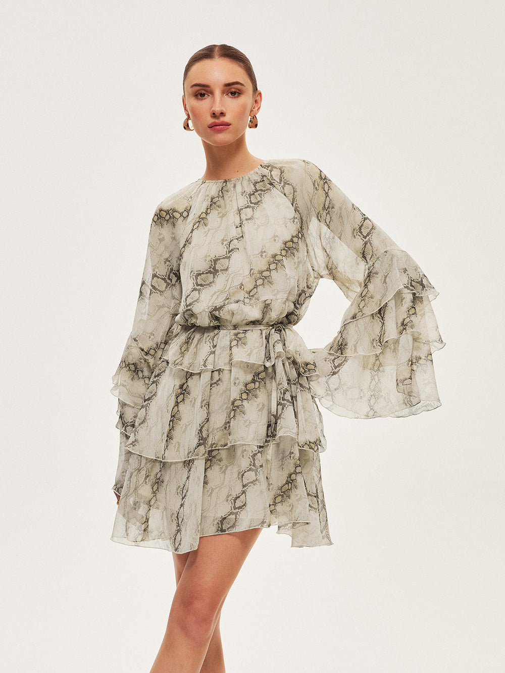 Robe à Volants Transparente Imprimée