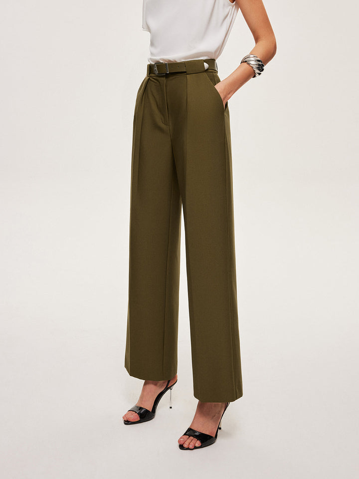 Pantalons Ample Taille Haute Ceinture Droite