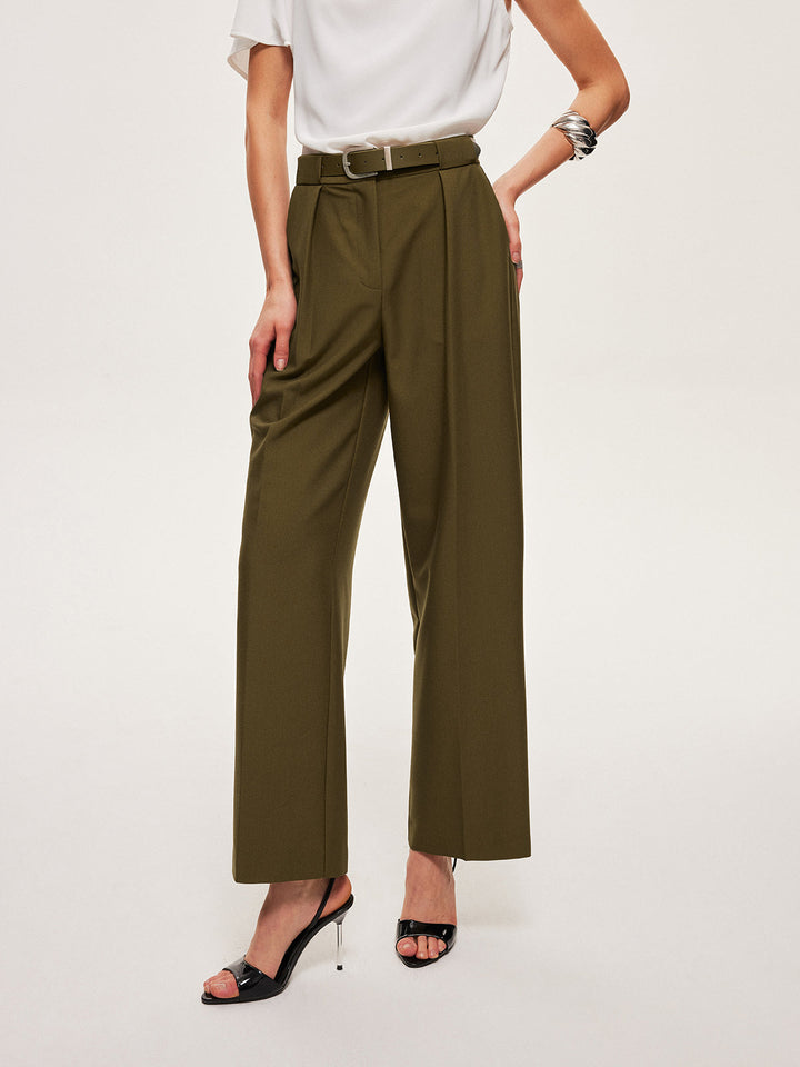 Pantalons Ample Taille Haute Ceinture Droite