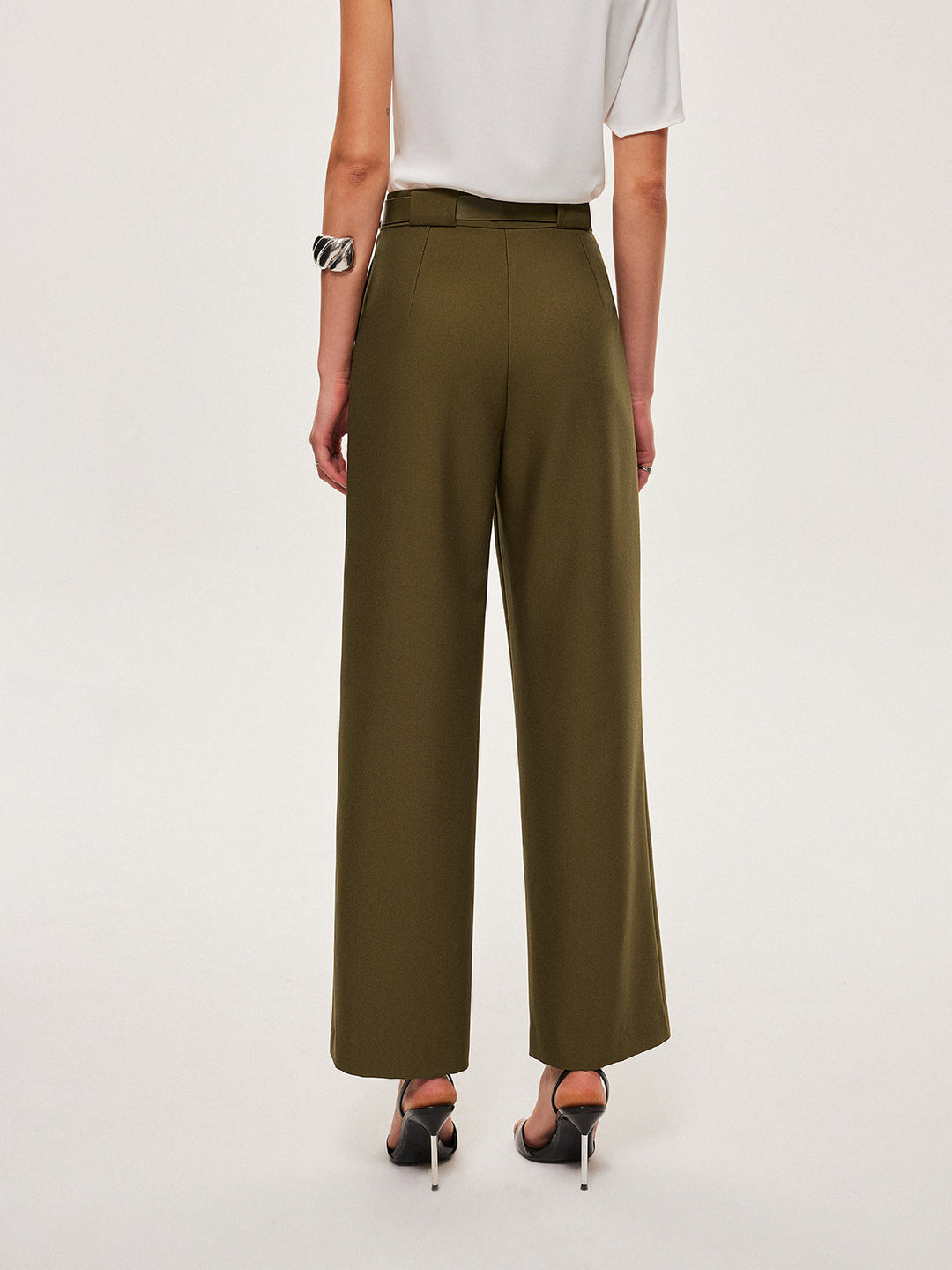 Pantalons Ample Taille Haute Ceinture Droite