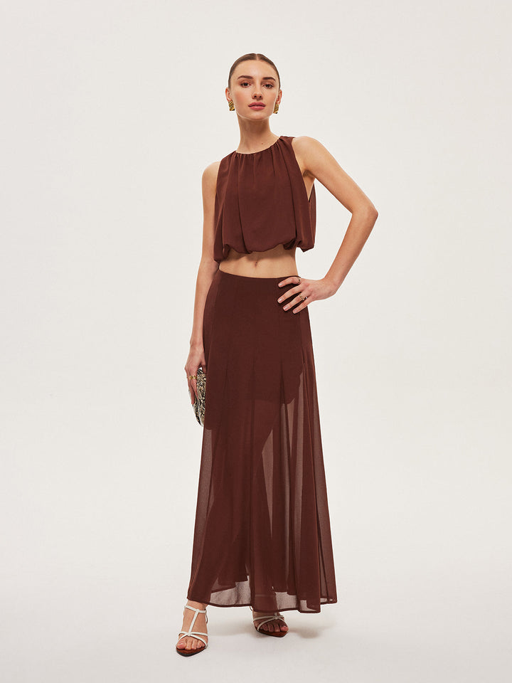 Top Court Sans Manches en Mousseline
