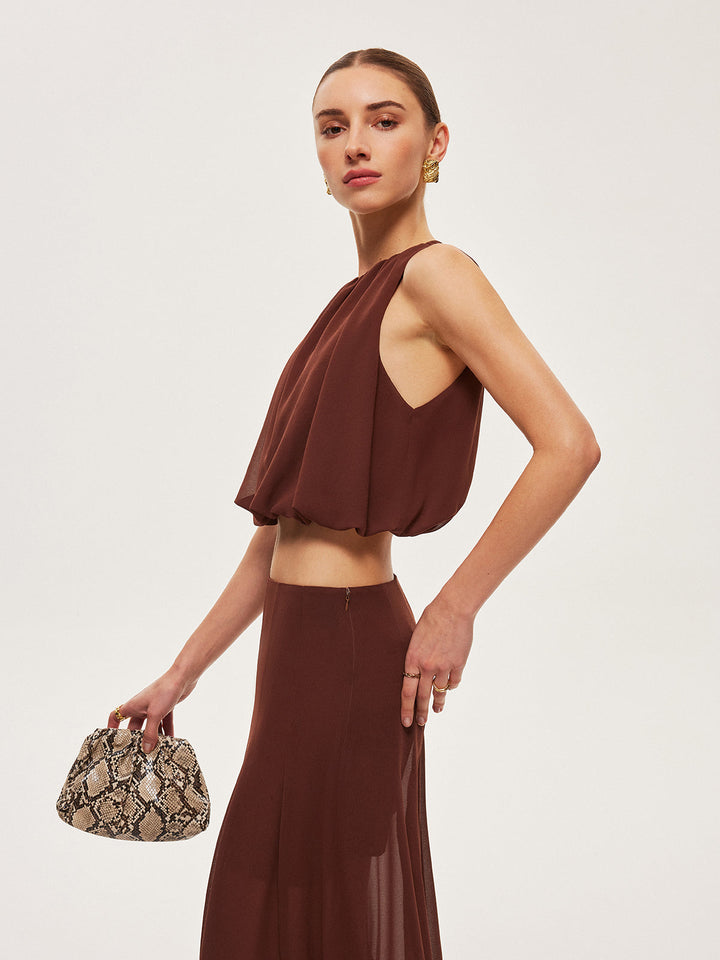 Top Court Sans Manches en Mousseline