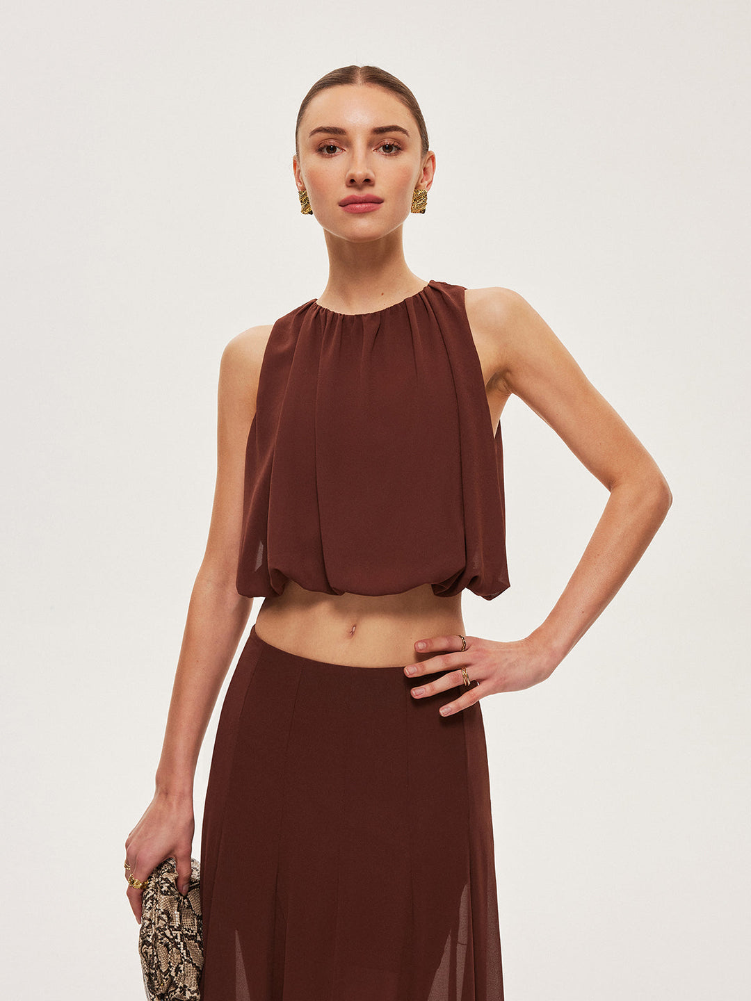 Top Court Sans Manches en Mousseline