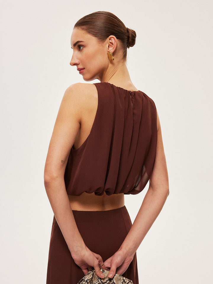 Top Court Sans Manches en Mousseline