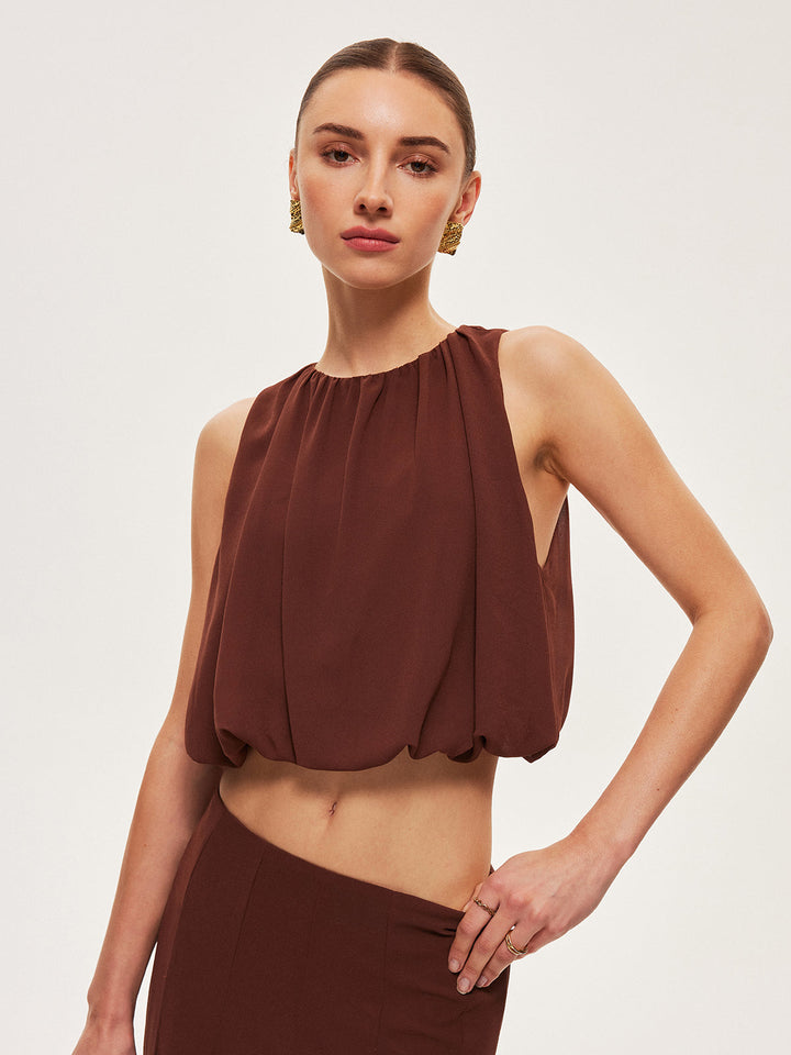 Top Court Sans Manches en Mousseline