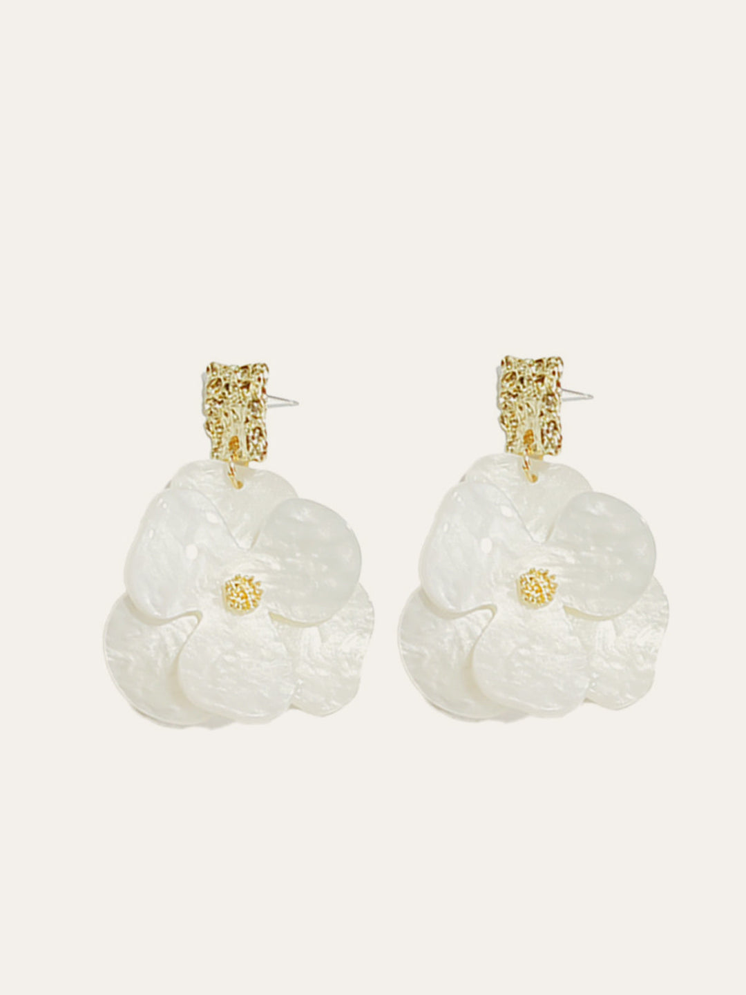 Boucles d'oreilles pendantes florales dorées
