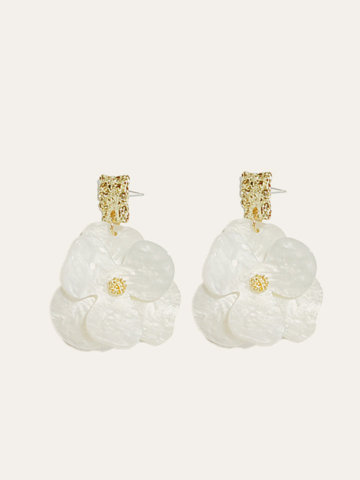 Boucles d'oreilles pendantes florales dorées
