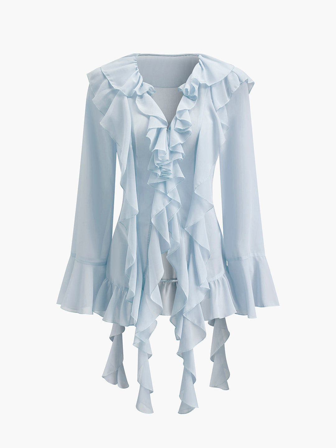 Blouse Roulée en Mousseline Semi-Transparente