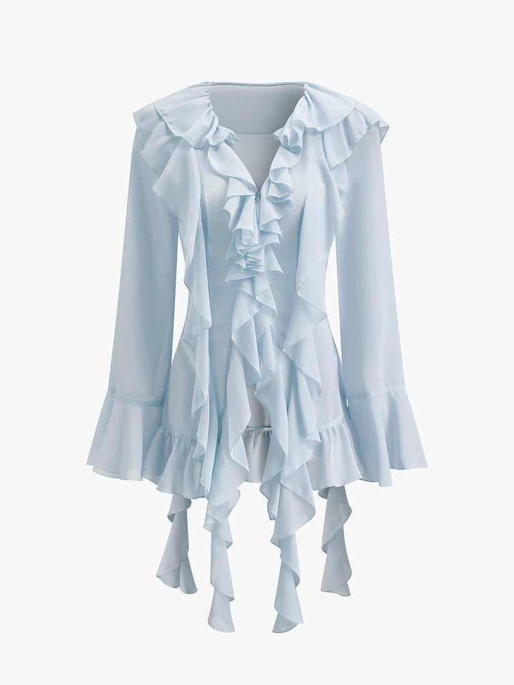 Blouse Roulée en Mousseline Semi-Transparente