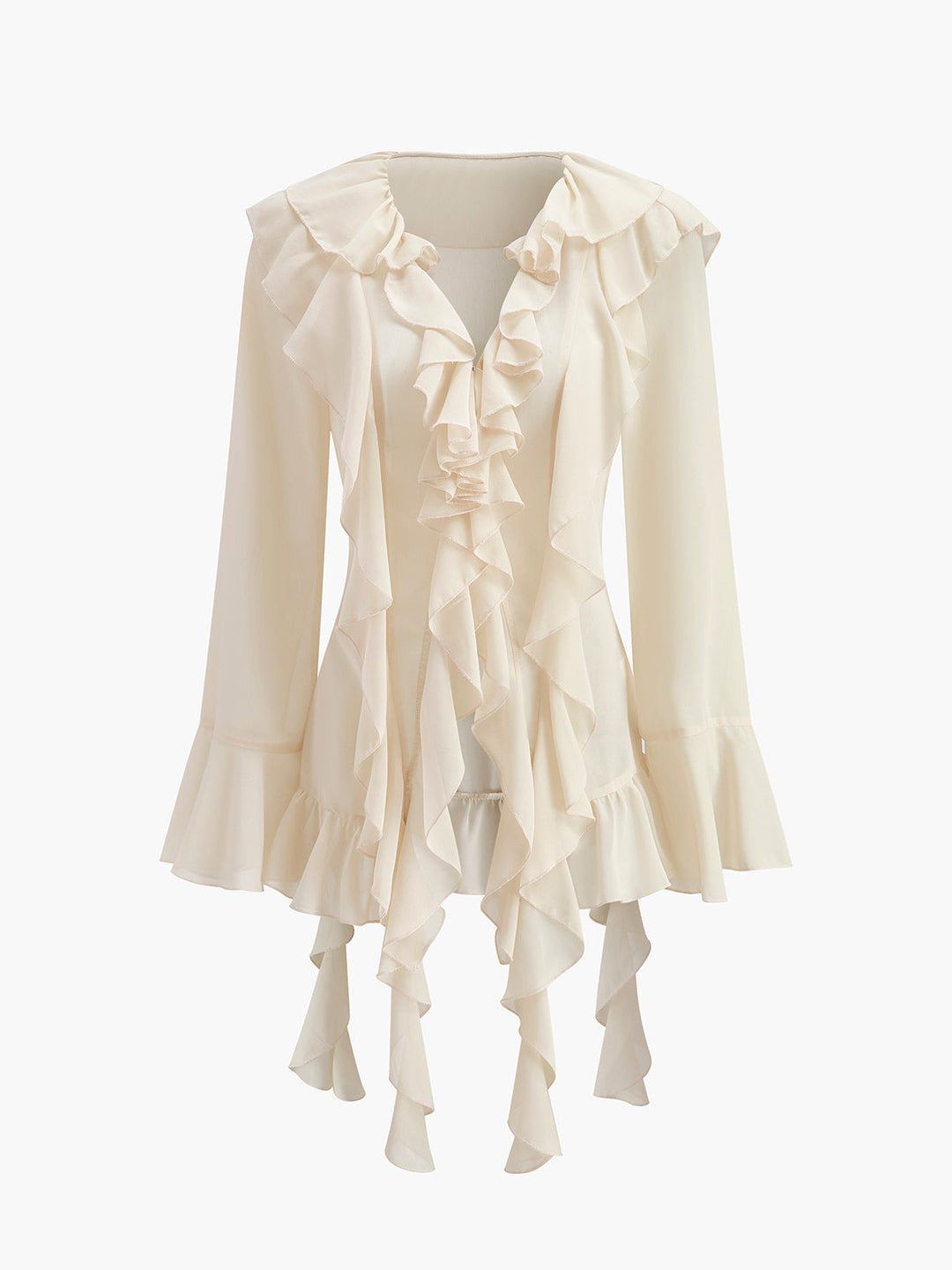 Blouse Roulée en Mousseline Semi-Transparente