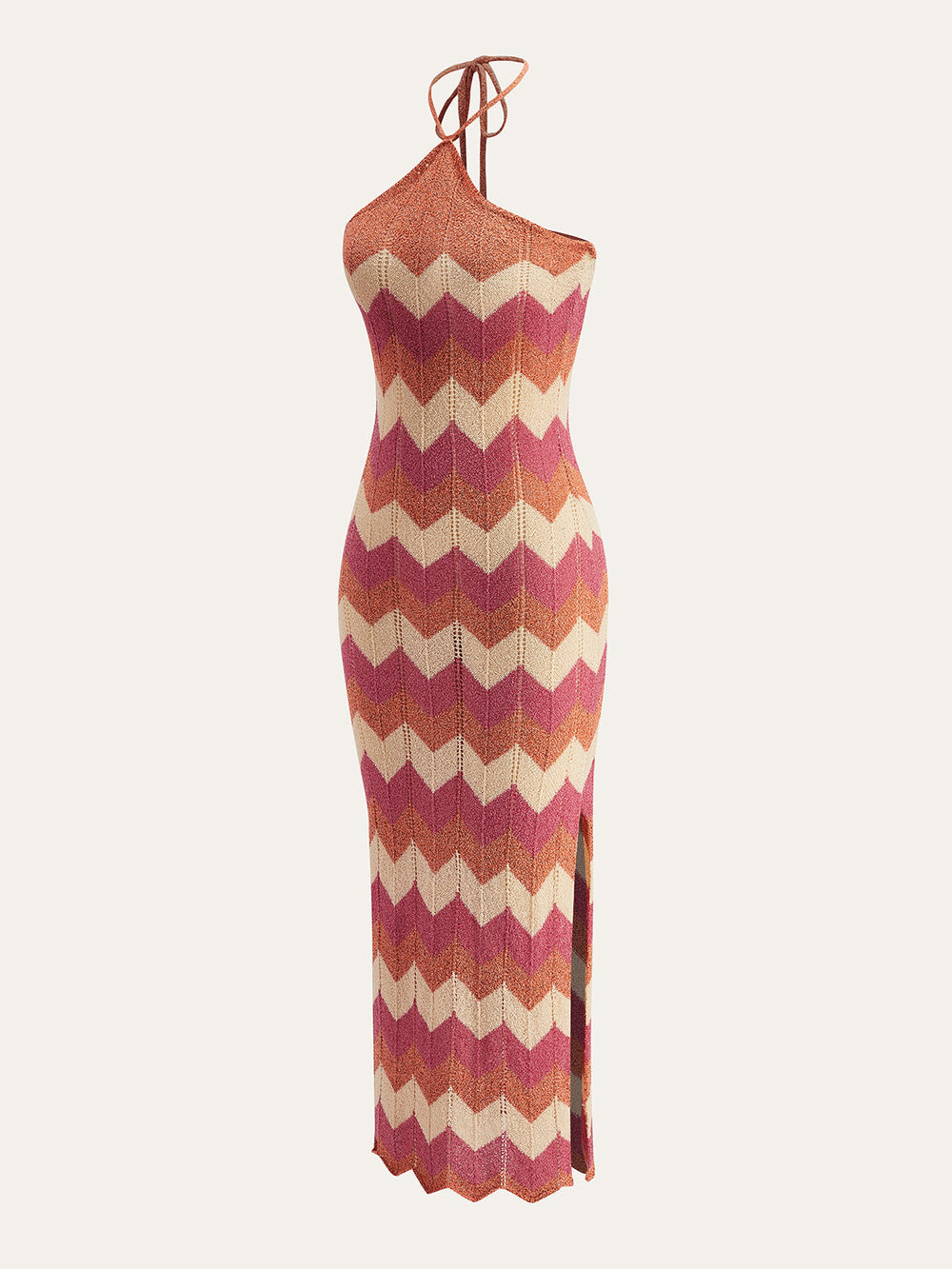 Robe Pull Couleur Blocée à Col Dégagé et Fente
