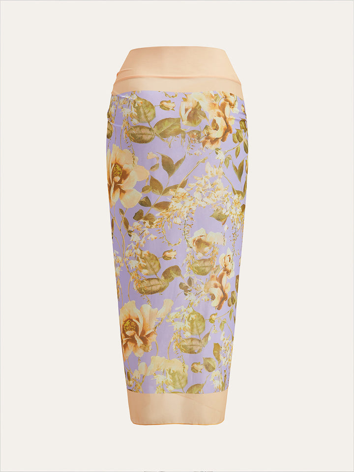 Couverture en maille avec ceinture et imprimé floral