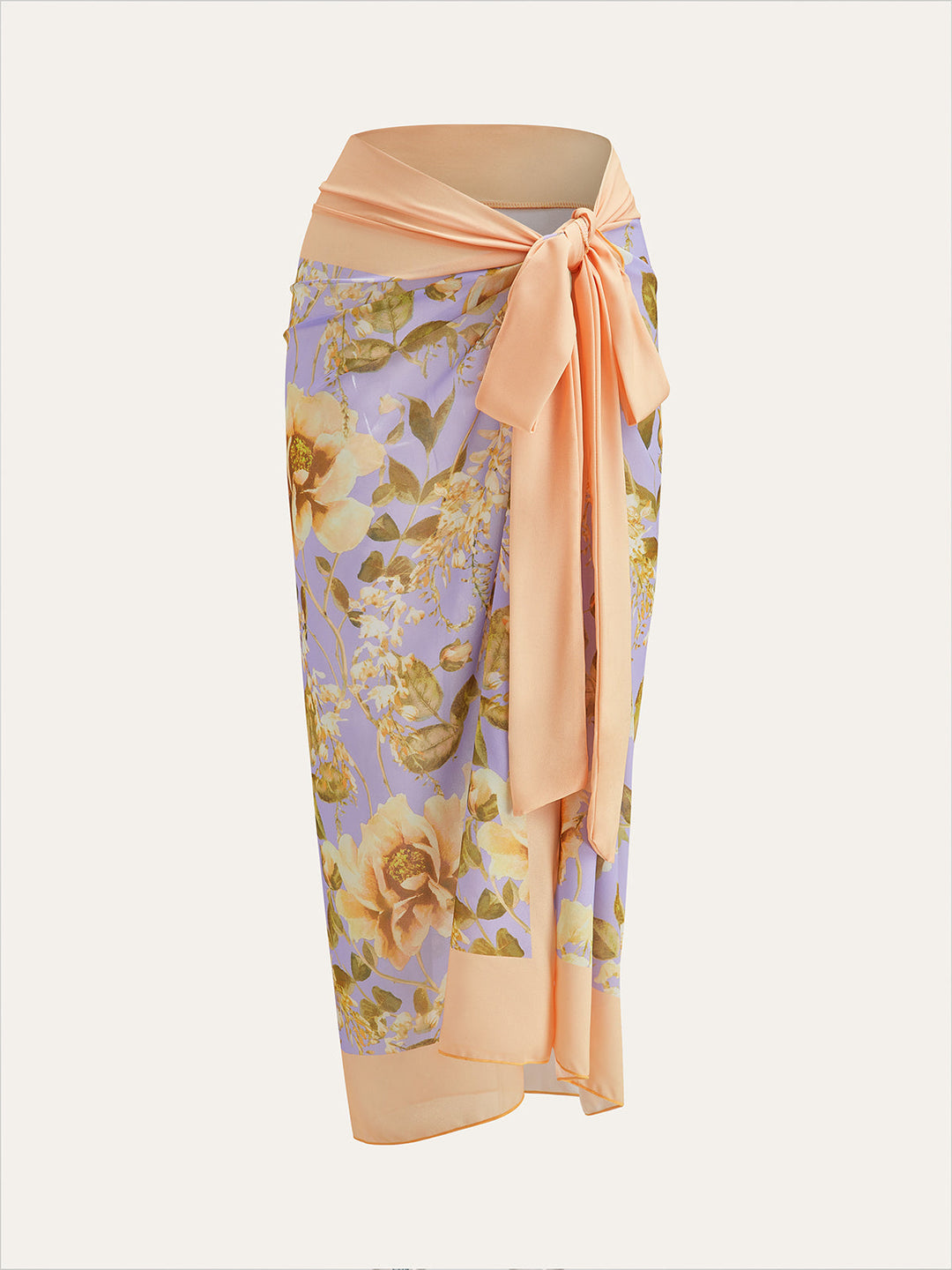 Couverture en maille avec ceinture nouée et imprimé floral