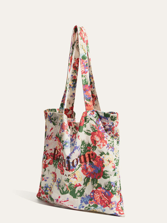 Sac Imprimé Fleuri Tropical en Coton