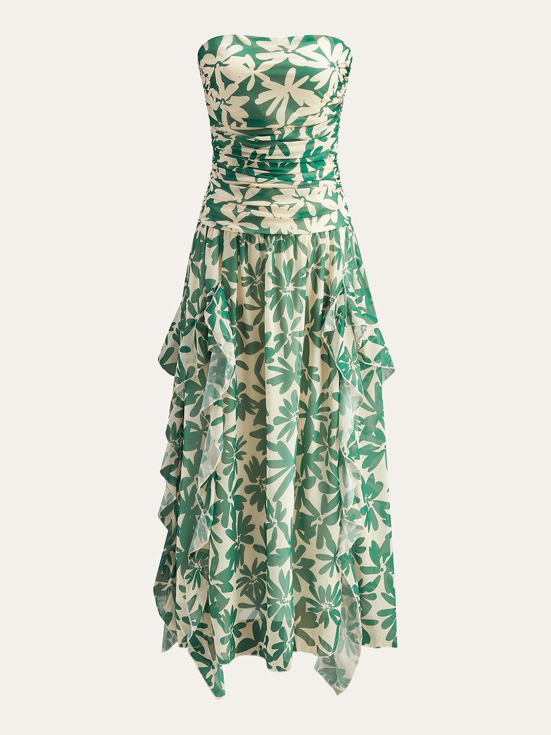 Robe Longue à Imprimé Floral et Volants