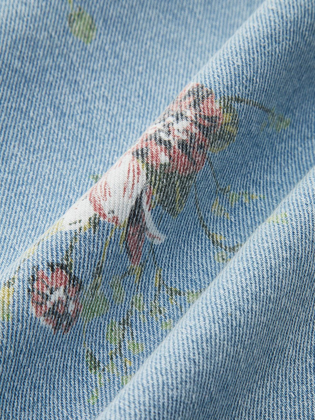 Pantalon en jean taille mi-haute à imprimé floral